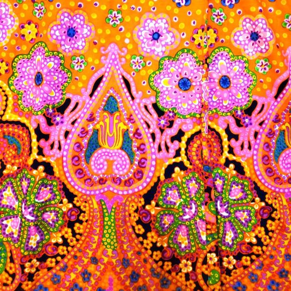 Vintage Orange Psychedelic Paisley Dress 60s - Picture 4 of 7